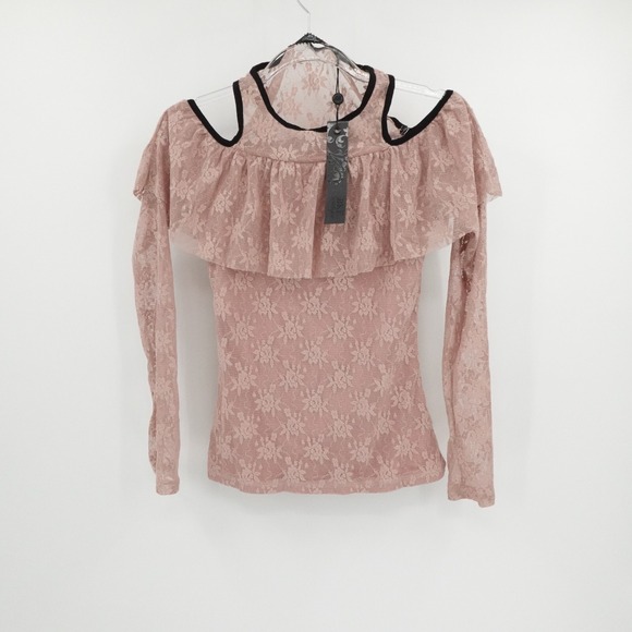 Buckle Tops - BKE Top Womens XS Pink Boutique Lace Ruffle Romantic Festival Buckle Goth